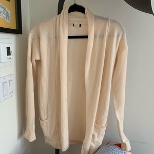 Jcrew light pink shawl neck open cardigan.